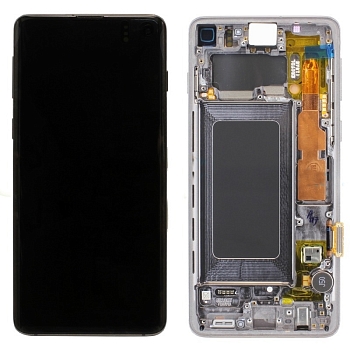 Дисплей для Samsung Galaxy S10 (G973F) + тачскрин + рамка, белый (оригинал)
